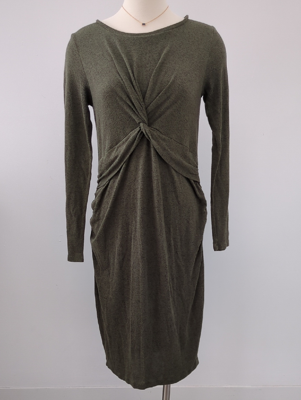 Old Navy Olive Green Twist-Front Long Sleeve Maternity Dress